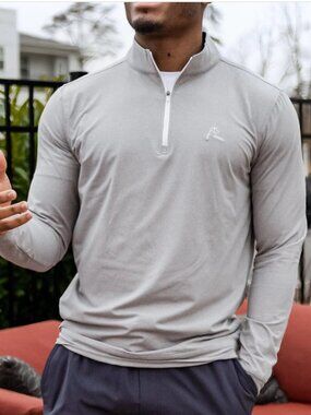 RHOBACK Men's Heather Gray Performance Quarter-Zip Pullover, Size XXXL (3XL)